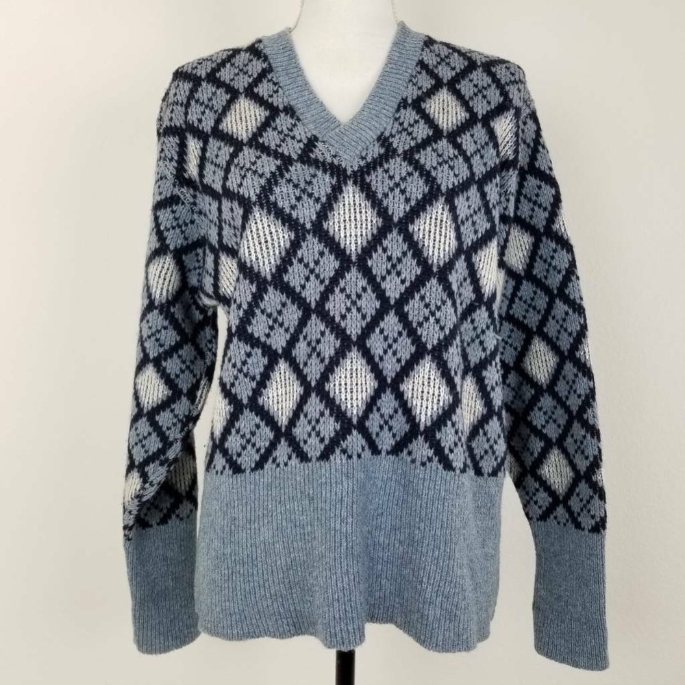 McGregor Sweater Blue White Argyle Ribbed Vintage